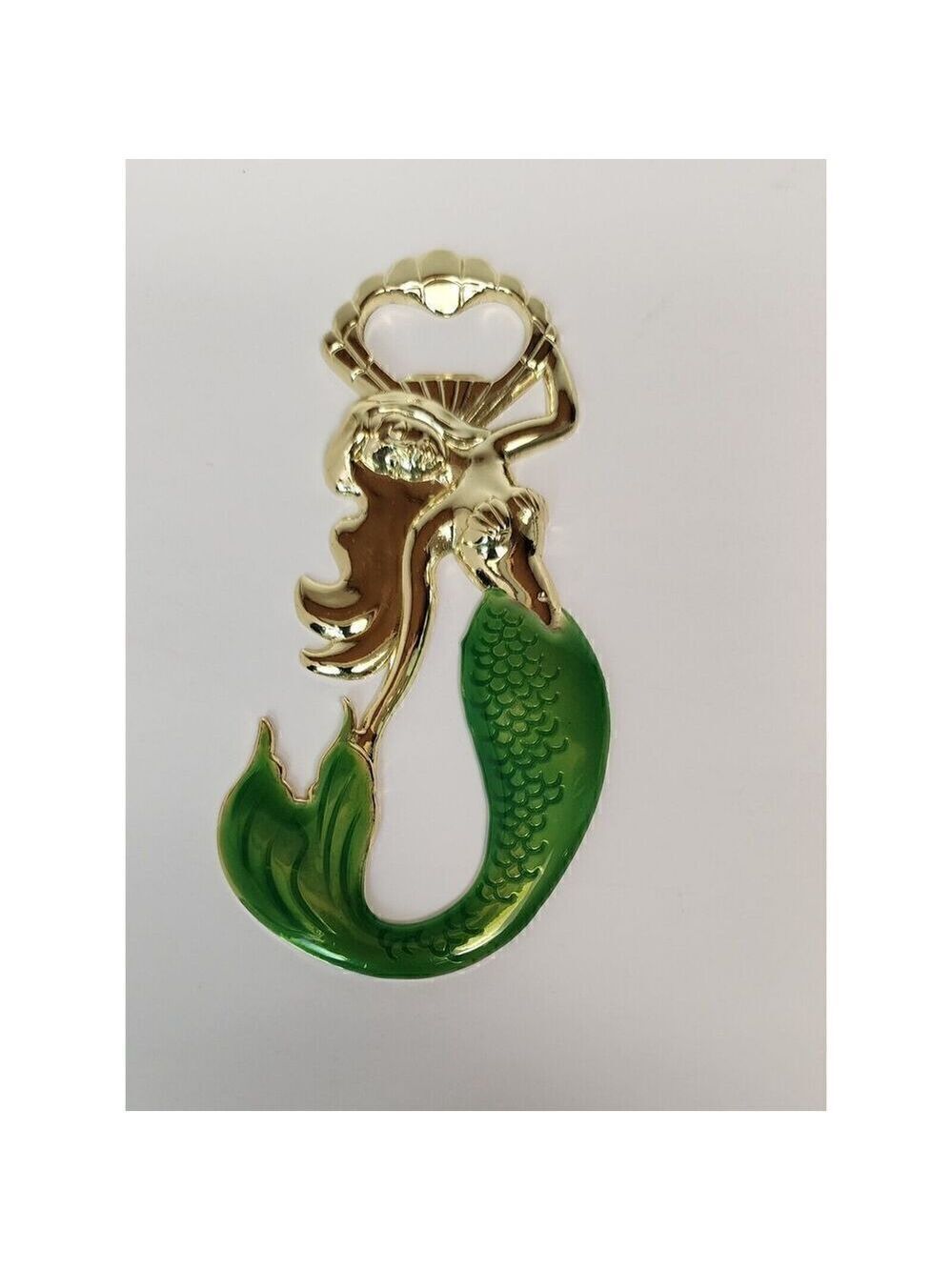 Blush Gold Metal Green Enamel Mermaid Bottle Opener